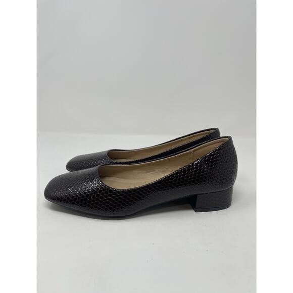 WEI MING XIN Shoes EUR 37 (US 6.5) Square Toe low block heel Faux Patent Plum - Picture 4 of 11